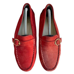 Brooks Brothers Women’s Size 7 Red Leather Slip-On Buckle Penny Driving Loafer